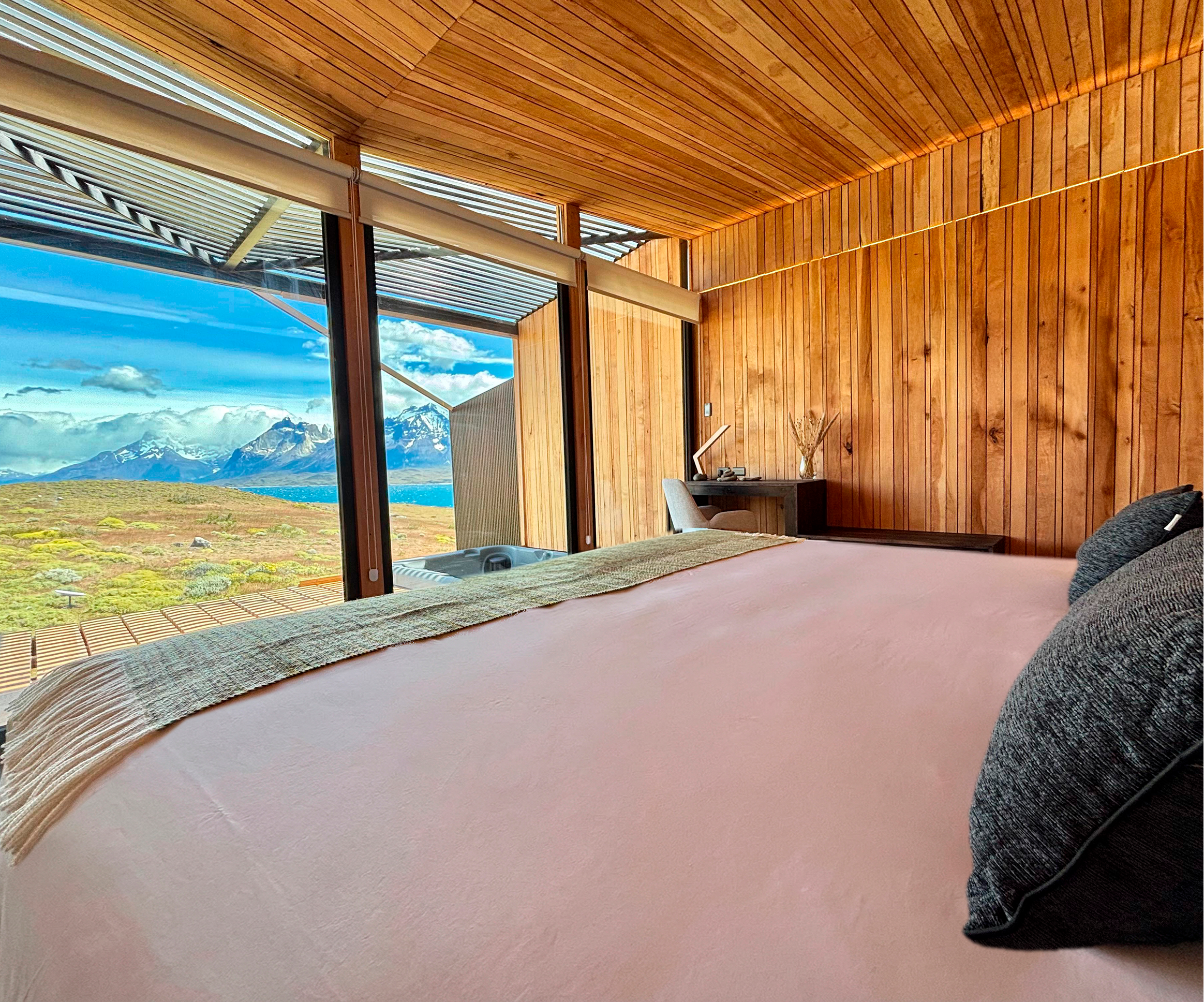 Jacuzzi con vista a la montaña