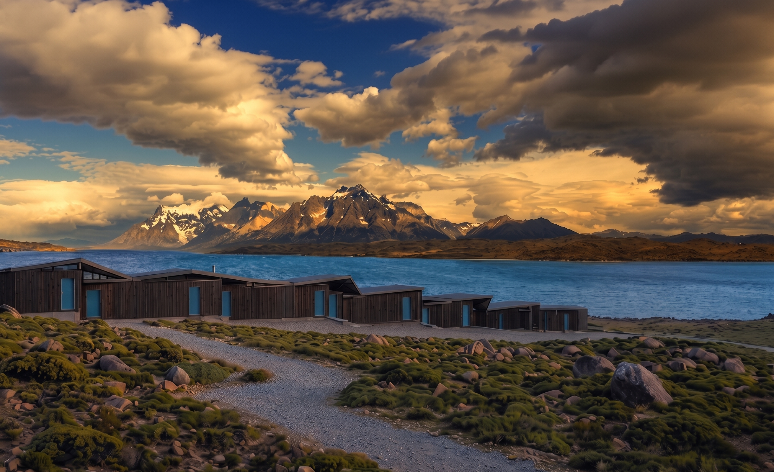 Paisaje de montaña y lago en Patagonia